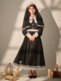 訳あり☆多少汚れあり☆ゴシックシスターロングスカートコスプレ【コスプレ3点SET】【Sサイズ】[OF08]