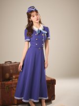 【送料無料！】【ハロウィン】CAロングフレア【コスプレ4点SET】【S-XLサイズ】[OF03]加藤美南着用