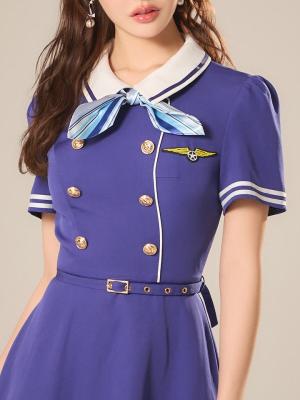 画像14: 【送料無料！】【ハロウィン】CAロングフレア【コスプレ4点SET】【S-XLサイズ】[OF03]加藤美南着用