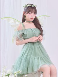 【送料無料！】【ハロウィン】オフショル妖精ワンピース【コスプレ5点SET】【XS-Mサイズ】[OF03]吉木千沙都（ちぃぽぽ）着用