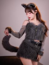 【送料無料！】【ハロウィン】ラメスリーブウルフセットアップ【コスプレ5点SET】【XS-Mサイズ】【予約/9月下旬発送予定】[OF03]吉木千沙都（ちぃぽぽ）着用