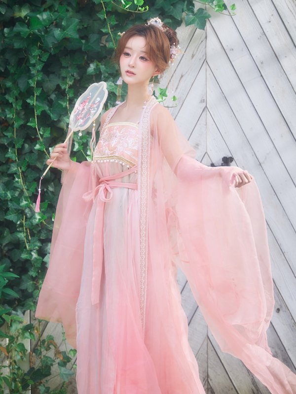 画像5: 【送料無料！】【ハロウィン】ピンク花刺繍ロングシフォン漢服セット/ブルーグラデーション花刺繍ロングシフォン漢服セット【Fサイズ】【一部予約/8月下旬発送予定】[OF03]
