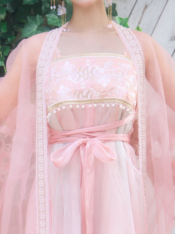 画像14: 【送料無料！】【ハロウィン】ピンク花刺繍ロングシフォン漢服セット/ブルーグラデーション花刺繍ロングシフォン漢服セット【Fサイズ】【一部予約/8月下旬発送予定】[OF03]
