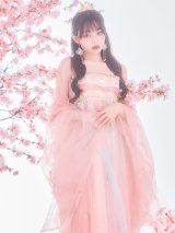 【送料無料！】【ハロウィン】ピンク花刺繍ロングシフォン漢服セット【コスプレ4点SET】【Fサイズ】【一部予約/8月下旬発送予定】[OF03]吉木千沙都（ちぃぽぽ）着用