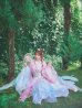 画像25: 【一部予約商品/8月下旬発送予定】【送料無料！】【ハロウィン】ピンク×ブルー花刺繍ロングシフォン漢服セット【コスプレ4点SET】【Fサイズ】[OF03]三上悠亜着用 (25)