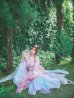 画像6: 【一部予約商品/8月下旬発送予定】【送料無料！】【ハロウィン】ピンク×ブルー花刺繍ロングシフォン漢服セット【コスプレ4点SET】【Fサイズ】[OF03]三上悠亜着用 (6)