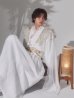 画像2: 【送料無料！】【ハロウィン】ホワイト×ゴールド刺繍ロング漢服【コスプレ6点SET】【Fサイズ】[OF03]今井暖大着用 (2)