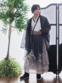 【ハロウィン】グレーホワイトグラデーション漢服【コスプレ3点SET】【L-XLサイズ】[OF03]今井暖大着用