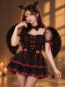 画像3: 【即日発送】【送料無料！】【ハロウィン】レースアップリボンデビルコスプレ【コスプレ6点SET】【S-Mサイズ/3カラー】[OF04] (3)