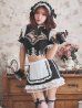 画像1: 【送料無料！】【ハロウィン】リボンヘッドレースアップゴシックメイドコスプレ【コスプレ5点SET】【XS-Lサイズ】【予約/10月上旬発送予定】[OF03]三上悠亜着用 (1)