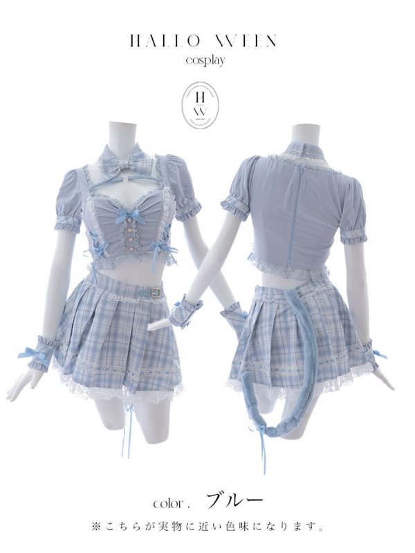 画像42: 【即日発送！ 】【sugar nine×マリームーンコラボ】 【ハロウィン】マリームーンコラボ制服ネコセットアップ 【コスプレ7点セット】 【XS-Lサイズ/2カラー】[OF04]