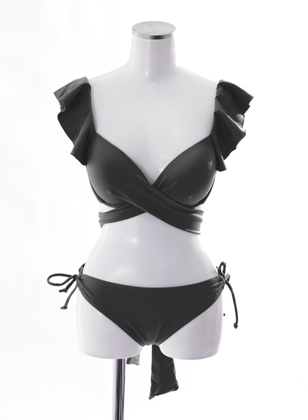 画像38: 【即日発送】【ビキニ】【水着】ショルダーフリルクロスビキニ/無地/シンプル[YMT]