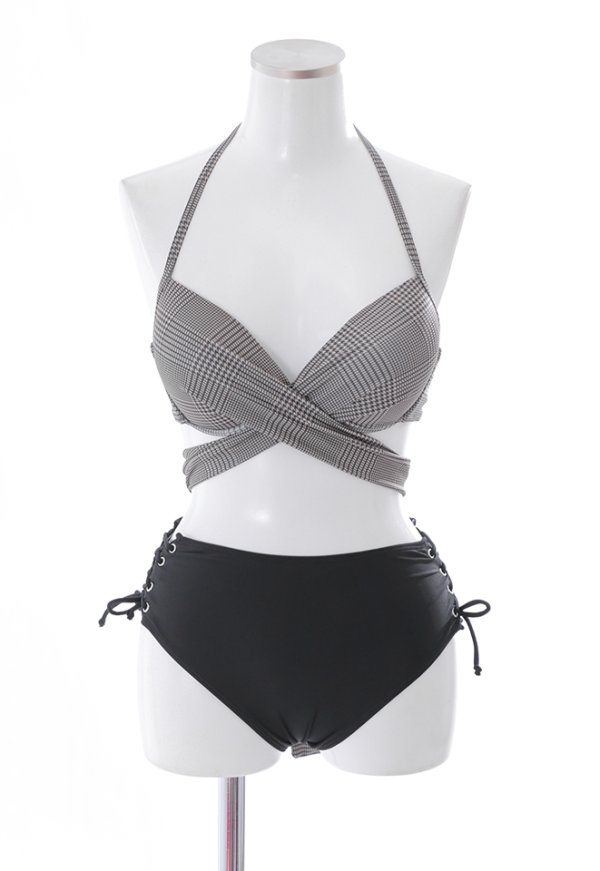 画像14: 【即日発送】【ビキニ】【水着】ブラウンチェックハイウエストビキニ[YMT]