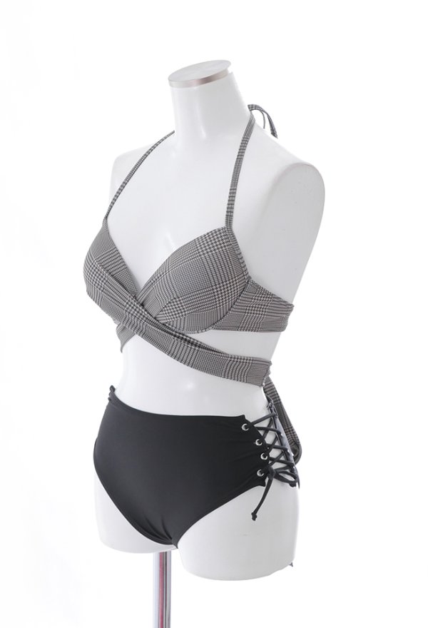 画像15: 【即日発送】【ビキニ】【水着】ブラウンチェックハイウエストビキニ[YMT]