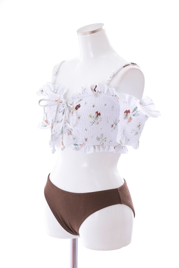 画像29: 【即日発送】【水着セール】【ビキニ】【水着】オフショルビキニ /花柄/シャーリング/ニット/2点セット[YMT]