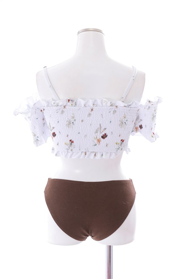 画像30: 【即日発送】【水着セール】【ビキニ】【水着】オフショルビキニ /花柄/シャーリング/ニット/2点セット[YMT]