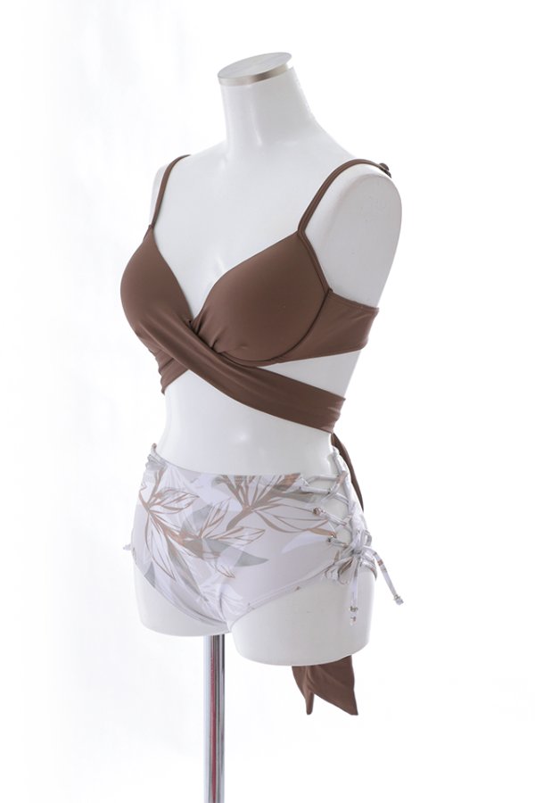 画像23: 【即日発送】【水着セール】【ビキニ】【水着】リーフ柄バッククロスリボンビキニ/ハイウエスト[YMT]