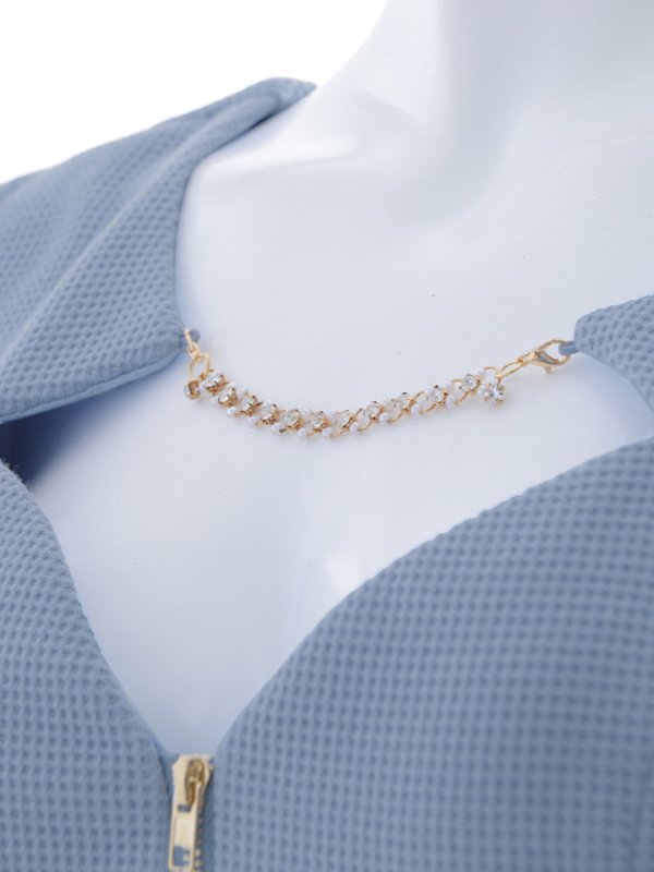 画像18: ワッフルタイトミニドレス/ビジュー/ジップアップ/谷間見せ/背中隠し/タイト/ミニドレス/キャバドレス【XS-Mサイズ/1カラー】[OF03B] 【IM】