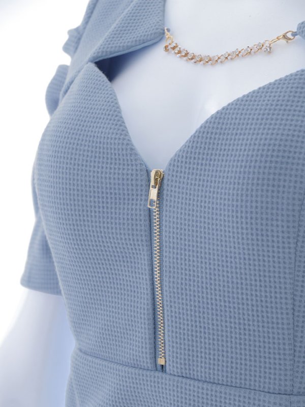 画像19: ワッフルタイトミニドレス/ビジュー/ジップアップ/谷間見せ/背中隠し/タイト/ミニドレス/キャバドレス【XS-Mサイズ/1カラー】[OF03B] 【IM】