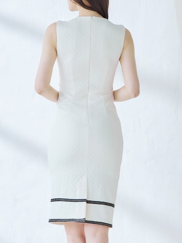 画像6: フロントジップミディアムドレス/背中隠し/ノースリーブ/ミディアム/キャバドレス【XS-Lサイズ/2カラー】[OF03B] 【IM】