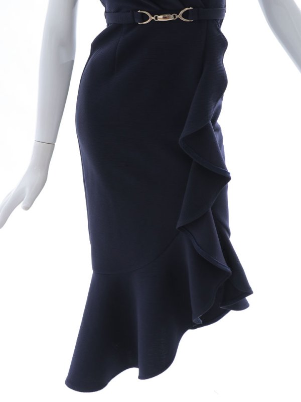 画像23: マーメイドフリルドレス/胸元オープンカット/ベルスリーブ/布ベルト/谷間見せ/背中隠し/ミディアムドレス/キャバドレス【S-Lサイズ/1カラー】[OF03B-U] 【IM】