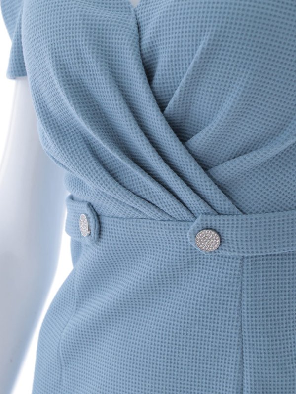 画像15: ワッフルミディアムドレス/パフスリーブ/谷間見せ/背中隠し/タイト/ミニドレス/ワンピース/キャバドレス【S-Lサイズ/1カラー】[OF03B] 【IM】