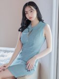 ノースリーブツイードドレス/タイト/ジップ/背中隠し/キャバドレス/ワンピース/ミニドレス【XS-Mサイズ/1カラー】[OF03] 【IM】