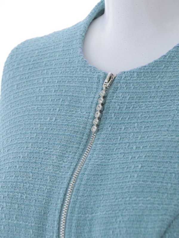 画像13: ノースリーブツイードドレス/タイト/ジップ/背中隠し/キャバドレス/ワンピース/ミニドレス【XS-Mサイズ/1カラー】[OF03] 【IM】