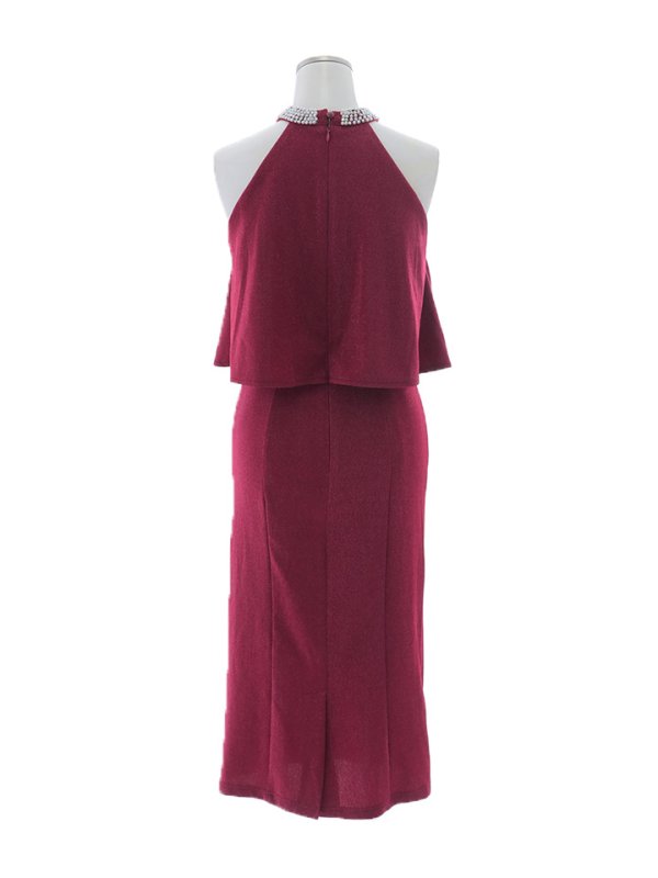 画像31: 送料無料！ラメフリルミディアムドレス/タイト/ビジュー/グリッター/ノースリーブ/谷間隠し/背中隠し/ミディアムドレス/キャバドレス【IM】【XS-XLサイズ/4カラー】[OF03B] 【IM】dzw【一部予約商品/11月中旬発送予定】