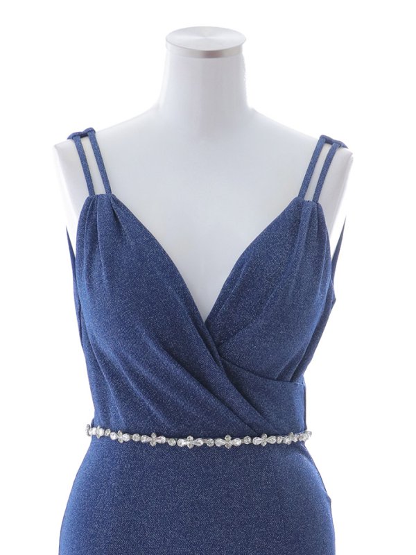 画像15: ラメキャミソールドレス/ノースリーブ/ビジュー/谷間見せ/背中見せ/ミディアムドレス/キャバドレス【XS-Mサイズ/1カラー】[OF03B]【IM】