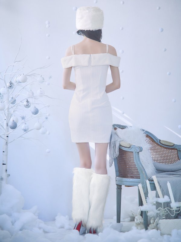 画像34: 【ノベルティ対象】【即日発送！】【サンタコス 3点セット】【XS-Lサイズ/3カラー】オフショルニットワンピサンタコスプレ(SLG001)(SFB001)[YMT]