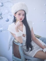 【即日発送！】【サンタコス 5点セット】【XS-Lサイズ/1カラー】ファーティペット付きニットセットアップサンタコスプレ(SLG001)(SFB001)[YMT]