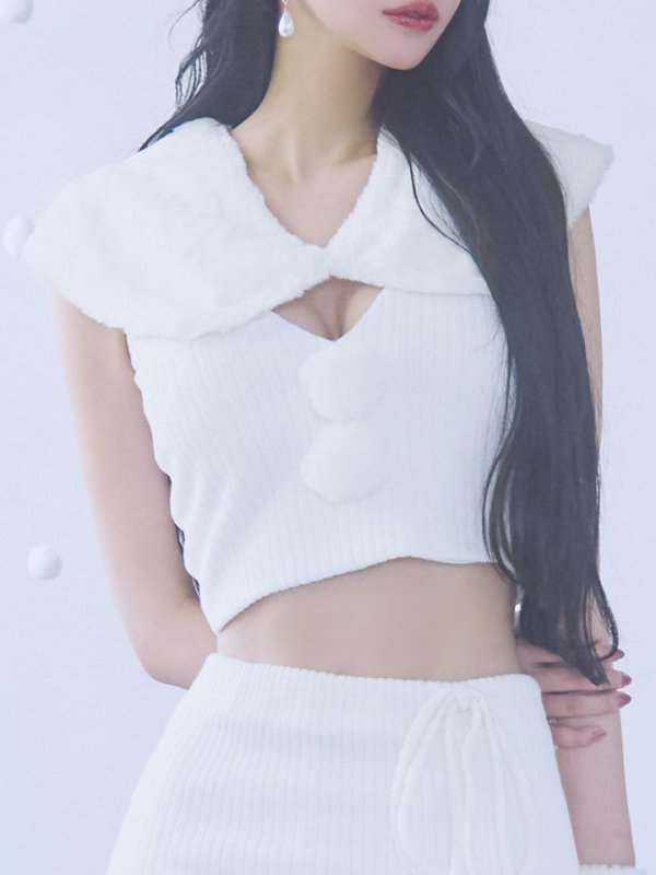 画像15: 【ノベルティ対象】【即日発送！】【サンタコス 5点セット】【XS-Lサイズ/1カラー】ファーティペット付きニットセットアップサンタコスプレ(SLG001)(SFB001)[OF03]