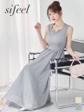 【sifeel/シフィール】ウエストギャザーラメシフォンフレアワンピースドレス/キャバドレス【S-Lサイズ/2カラー】[OF03]