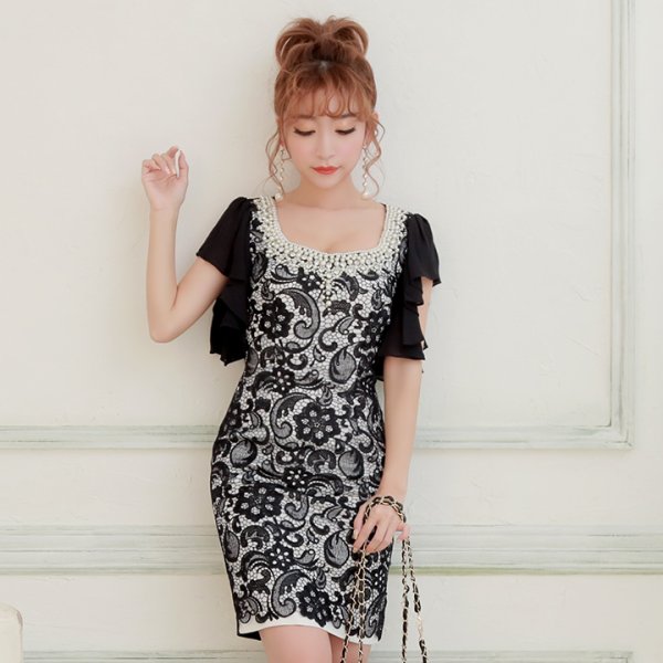 画像4: 丈の長さが選べる！フロントレースサテンミニパーティードレス【XS-XXLサイズ/9カラー】[OF01A]【SB】