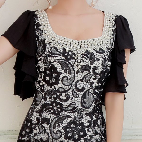 画像6: 丈の長さが選べる！フロントレースサテンミニパーティードレス【XS-XXLサイズ/9カラー】[OF01A]【SB】