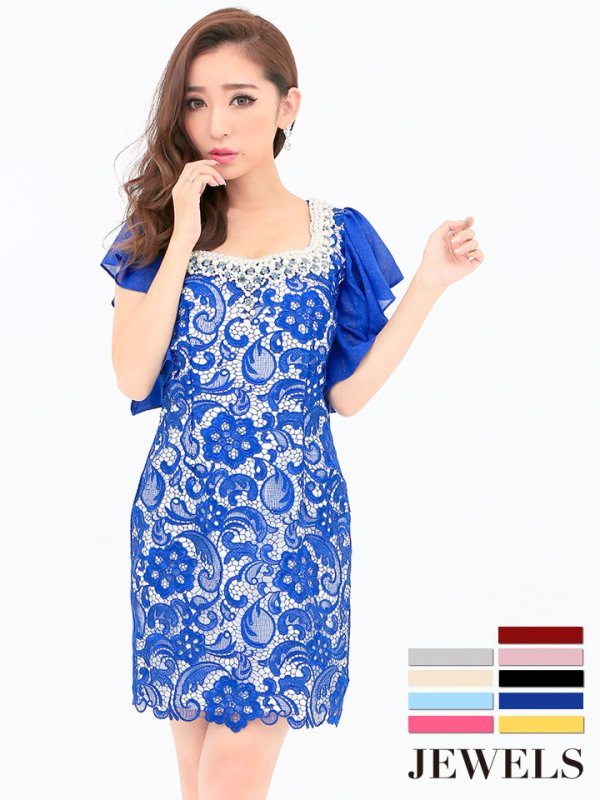 画像3: 丈の長さが選べる！フロントレースサテンミニパーティードレス【XS-XXLサイズ/9カラー】[OF01A]【SB】