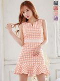 ギンガムチェックフリルミニドレス/キャバドレス【XS-Mサイズ/4カラー】[OF04]