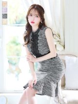 レースツイードマーメイドミディアムドレス/キャバドレス【S-Lサイズ/4カラー】