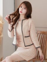 SALE!ジャケット付きツイードミニドレス/ノースリーブ/ポケット/ツイード/Aラインスカート/胸元隠し/背中隠し/キャバドレス/ミニドレス【S-Lサイズ/1カラー】[OF08] 【IM】