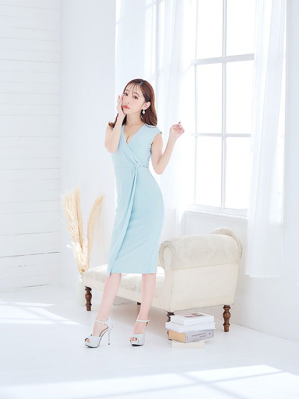 画像9: SALE!ミディアムドレープドレス/ノースリーブ/谷間見せ/ミディアムドレス/キャバドレス【S-Lサイズ/1カラー】[OF03B] [IM]dzc