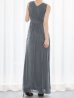 画像8: グリッターラメロングドレス/カシュクール/ノースリーブ/谷間見せ/背中隠し/キャバドレス【S-XLサイズ/2カラー】[OF03B] (8)