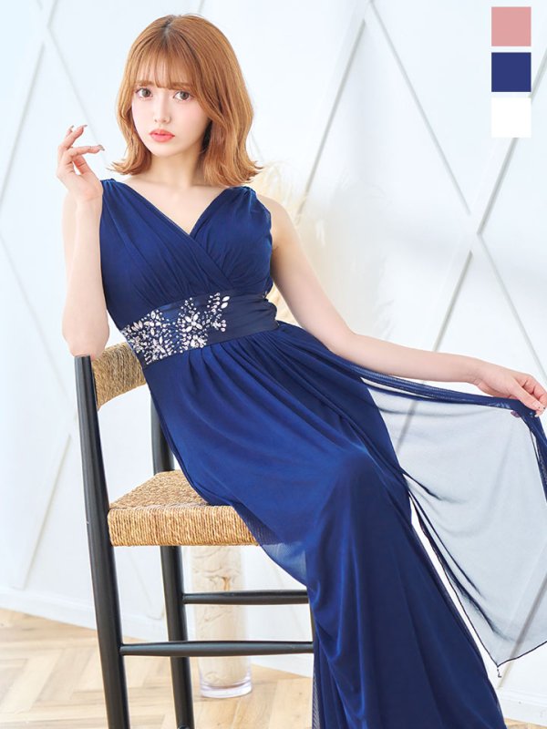 画像1: ゴージャスビジュードレス/ノースリーブ/谷間見せ/背中見せ/ロングドレス/キャバドレス【Fサイズ/3カラー】[OF08-X] 【IM】
