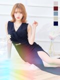新色登場！グリッターラメロングドレス/ワンカラー/カシュクール/ノースリーブ/ベルト/谷間見せ/背中隠し/キャバドレス 【S-Lサイズ/5カラー】[OF08-X] 【IM】