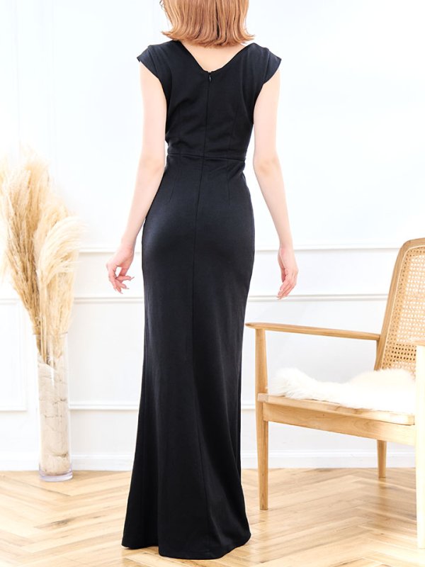 画像6: 再入荷!ワンカラービジューノースリーブロングドレス/無地/ビジュー/谷間見せ/ロングドレス/キャバドレス【S-Mサイズ/1カラー】[OF03B-X] 【IM】