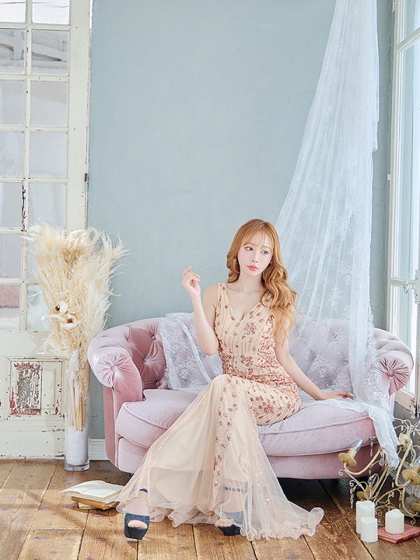 画像8: スパンコールマーメイドロングドレス/谷間見せ/ノースリーブ/ロングドレス/キャバドレス【S-Lサイズ/2カラー】[OF03B-X] 【IM】