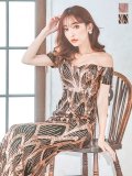 スパンコールマーメイドロングドレス/谷間見せ/ショートスリーブ/ロングドレス/キャバドレス【S-Mサイズ/2カラー】[OF08-X] 【IM】