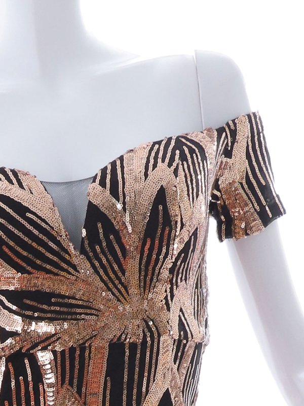 画像18: スパンコールマーメイドロングドレス/谷間見せ/ショートスリーブ/ロングドレス/キャバドレス【S-Mサイズ/2カラー】[OF03-X] 【IM】