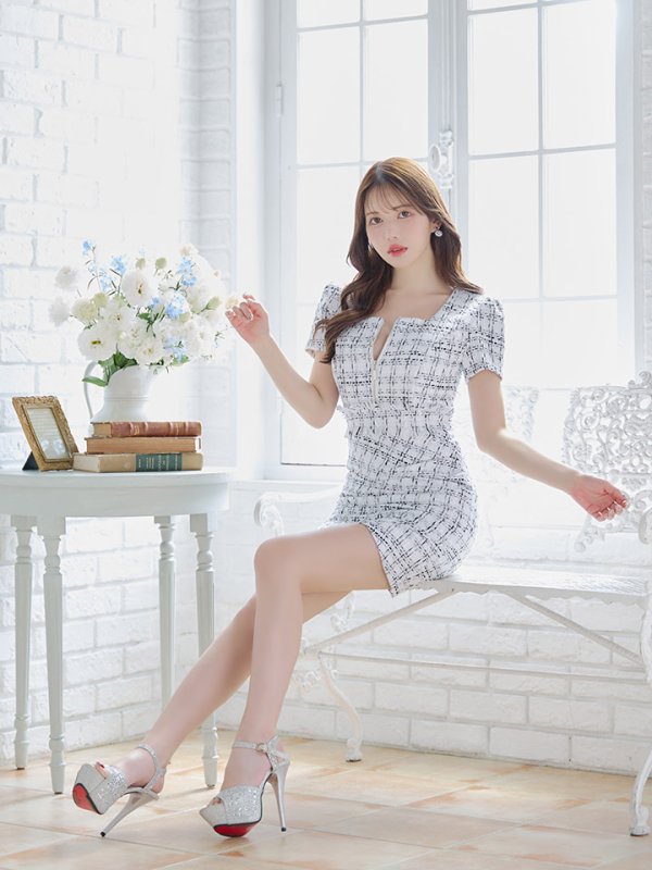 画像10: 送料無料！ツイードジップアップミニドレス/キャバドレス【XS-Lサイズ/1カラー】[OF03B] 【IM】【一部予約商品/11月上旬発送予定】