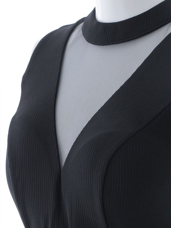 画像29: 【スプリングセール！】SALE!リブストライプドレス/ホルターネック/ノースリーブ/フェイクベルト/胸元透け/谷間見せ/背中隠し/ミディアムドレス/キャバドレス【S-Mサイズ/2カラー】[OF03] 【IM】